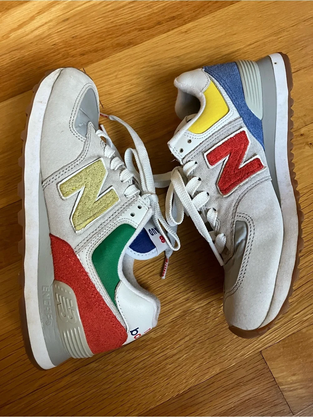 STAUD Multicolor Athletic Sneakers — White, Red, Blue, Yellow, Green